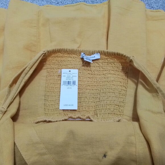 NWT American Eagle Linen Wrap Dress Yellow Spaghetti Strap Sundress size S - Picture 5 of 5
